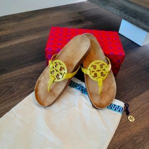 Tory Burch Miller Cloud Calf Leather/Cork sandal in lemon lime